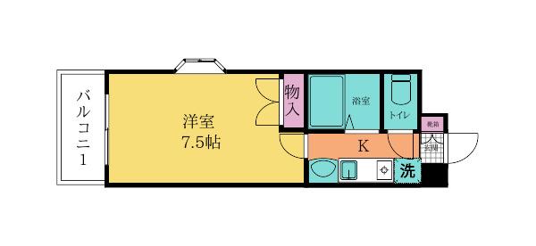 エタニティ上富野(1K/3階)の間取り写真