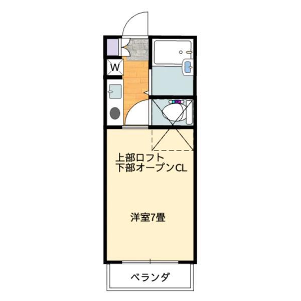 アーバンビューB棟(1K/2階)の間取り写真