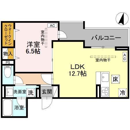 TORISIAS ゆいの杜6丁目 C棟(1LDK/1階)の間取り写真