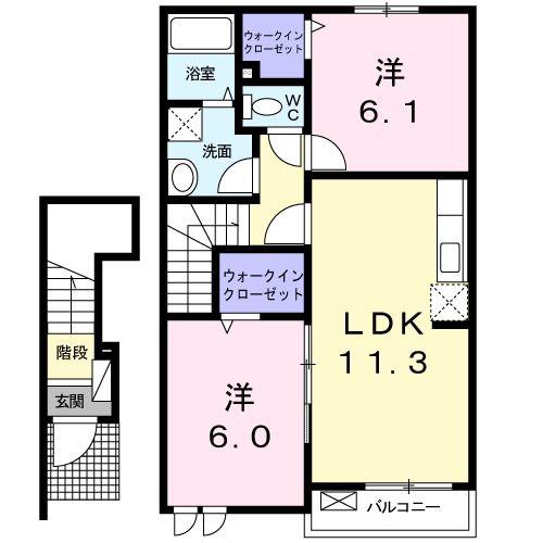 ヌースヴィラ(2LDK/2階)の間取り写真