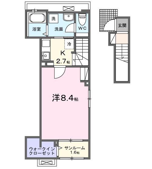フォルセティ(1K/2階)の間取り写真