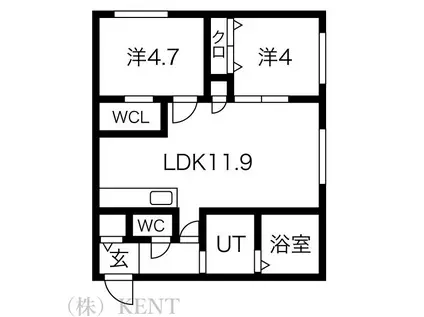 HALENIX札幌医大前(2LDK/2階)の間取り写真