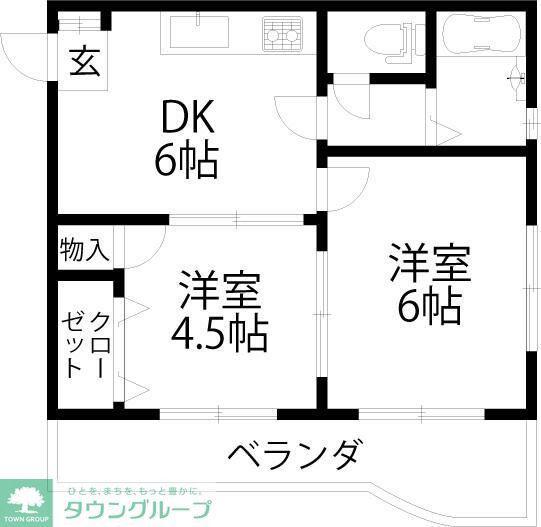 コアクレスト高津(2DK/3階)の間取り写真