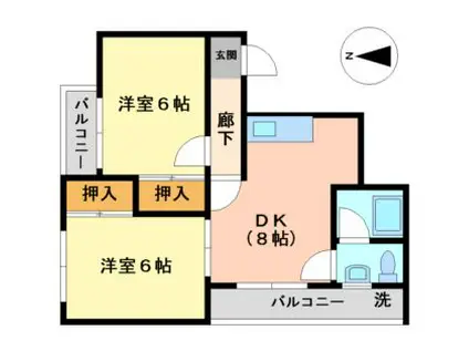 トラスティ泉本町(2DK/2階)の間取り写真