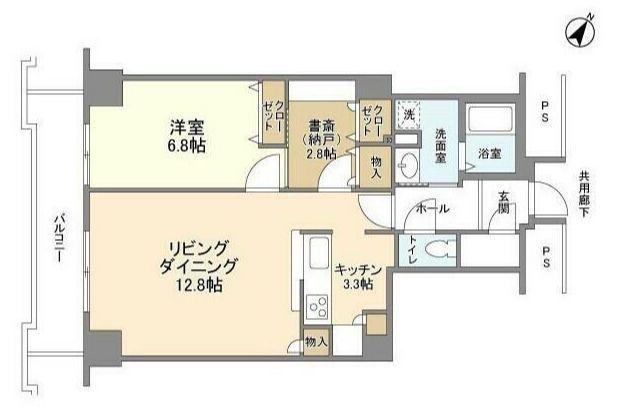 トルナーレ日本橋浜町(1SLDK/40階)の間取り写真