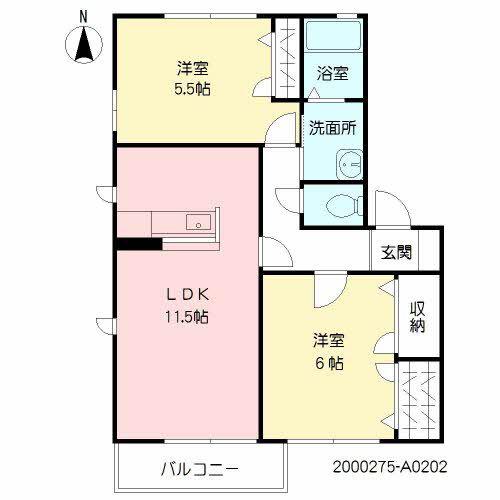 ジュピターS(2LDK/2階)の間取り写真