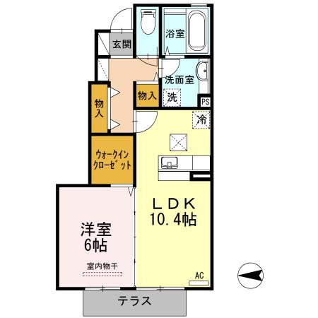 ドミール久原(1LDK/1階)の間取り写真