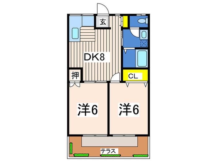 アメニティナガタ(2DK/1階)の間取り写真