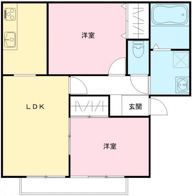 ベルフォレストA棟(2LDK/1階)の間取り写真