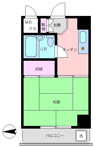 ラインビルド新宿御苑前(1K/3階)の間取り写真