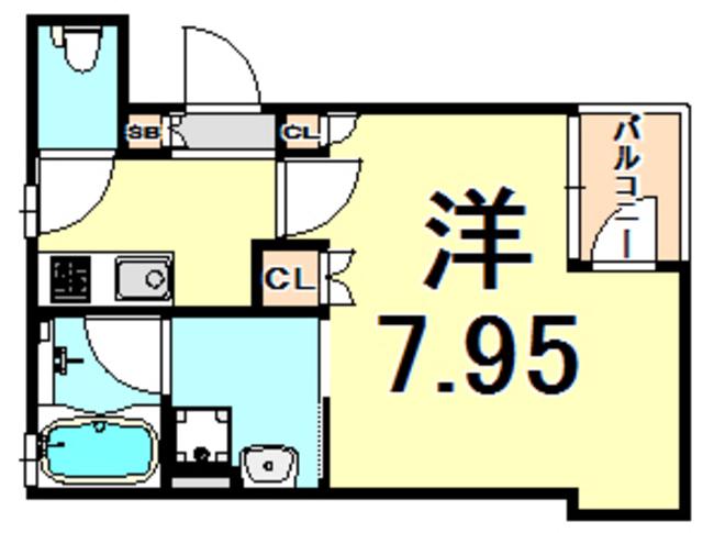 ブロンテ塚口本町(1K/2階)の間取り写真