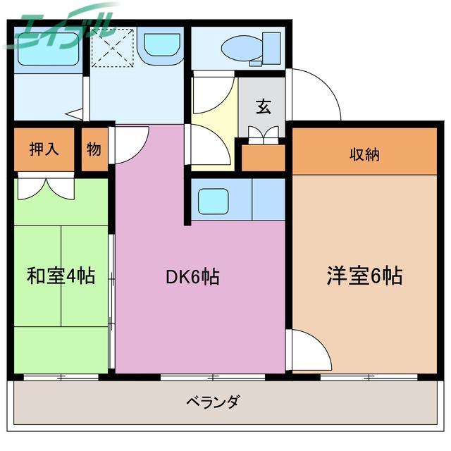 コープ野村四日市717(2DK/7階)の間取り写真