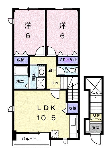 リバーウエストB(2LDK/2階)の間取り写真