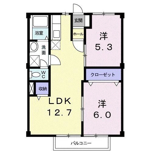 サンライズプラザB(2LDK/2階)の間取り写真