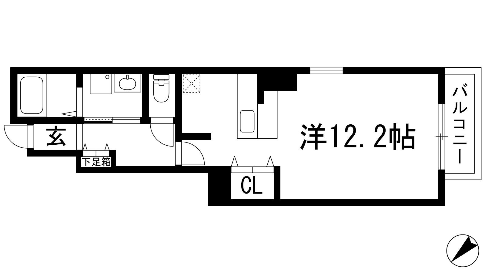 プラシード(ワンルーム/1階)の間取り写真