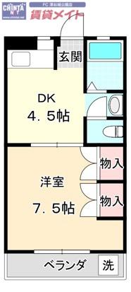 町屋ライフB(1DK/5階)の間取り写真