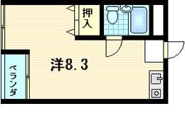 バドワール墨染(ワンルーム/2階)の間取り写真
