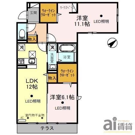 サンヘリオス(2LDK/1階)の間取り写真
