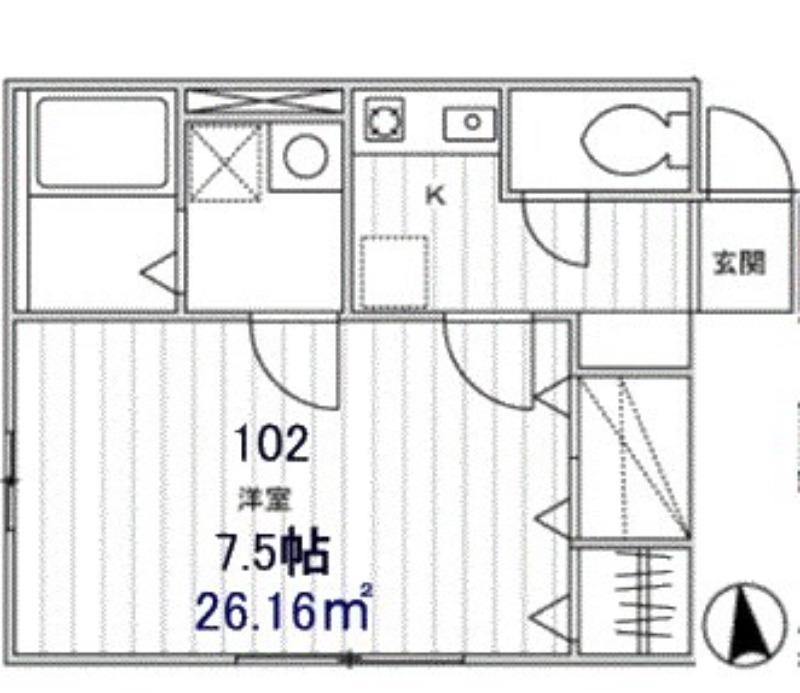 カーサクレド(1K/2階)の間取り写真