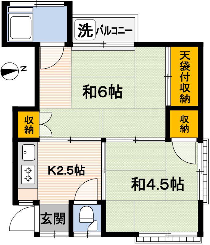 なるみ荘(2K/2階)の間取り写真
