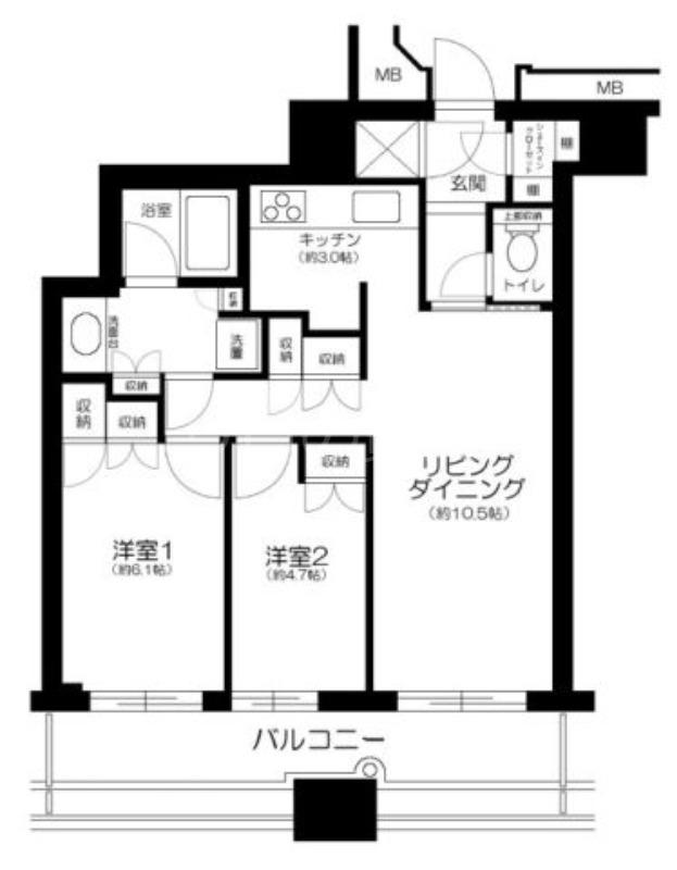 ラゾーナ川崎レジデンス(2LDK/22階)の間取り写真