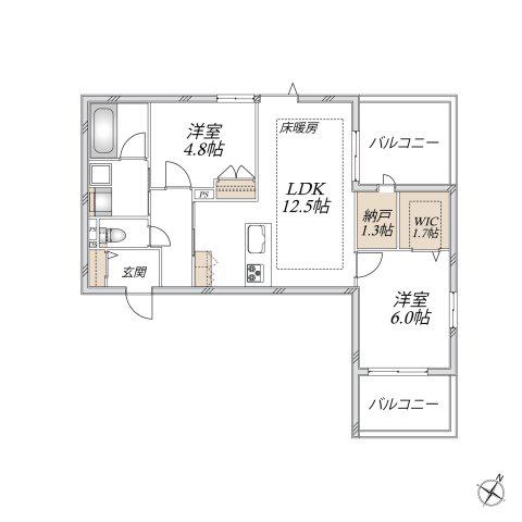 桜上水1丁目メゾン(2LDK/2階)の間取り写真