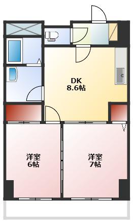 ハイデンスニーズ(2DK/3階)の間取り写真