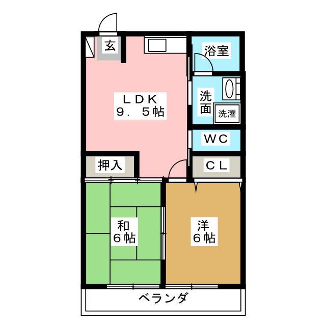 ブルーウッド保塚(2LDK/2階)の間取り写真