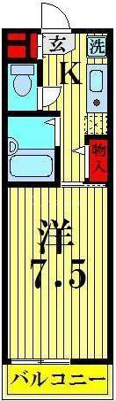 プレサージュ草加(1K/2階)の間取り写真