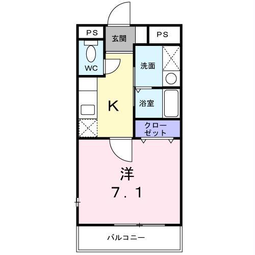 アルトピアーノII(1K/1階)の間取り写真