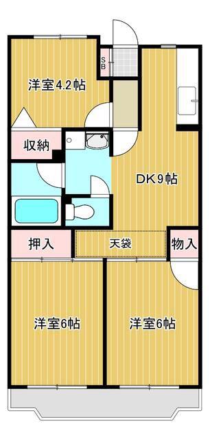 パレス桜(3DK/2階)の間取り写真