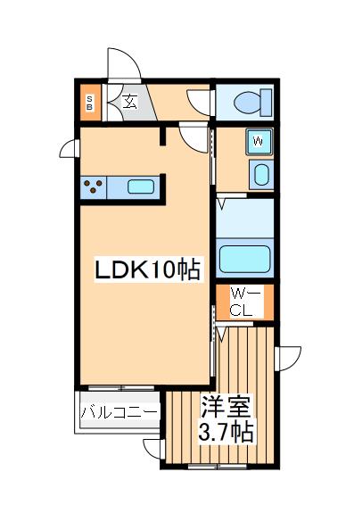コーナーソレイユ(1LDK/4階)の間取り写真