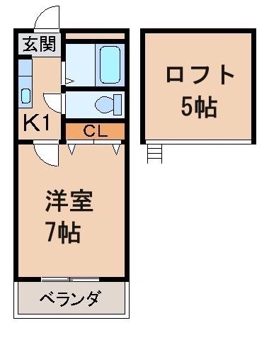 ラ・フォーレ西浜(1K/2階)の間取り写真