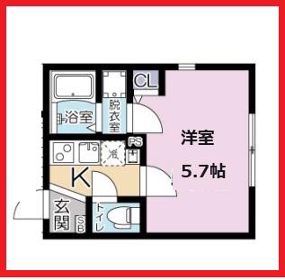 ライフタウンヨツギ(1K/4階)の間取り写真