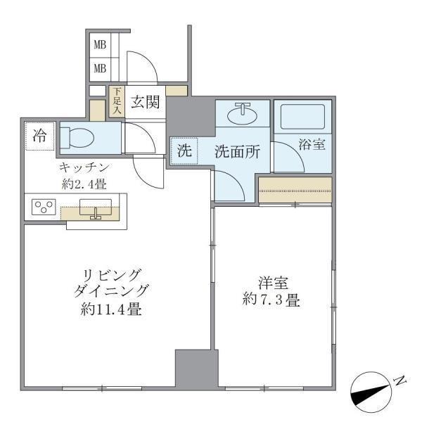 KDXレジデンス秋葉原(1LDK/1階)の間取り写真