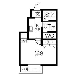 WEAL上野町(1K/1階)の間取り写真