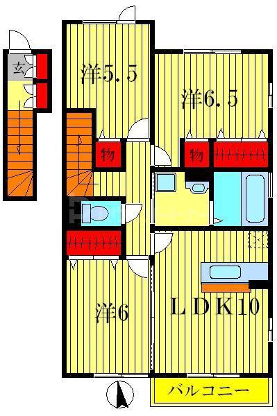 メゾフォルテ(3LDK/2階)の間取り写真