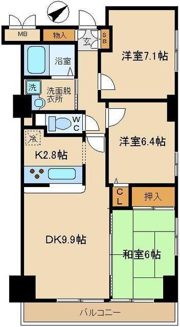 グレースレジデンス(3LDK/7階)の間取り写真