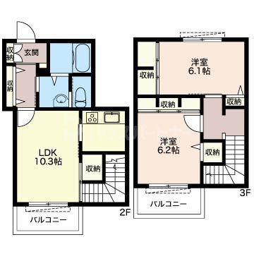 クロスガーデン(2LDK/2階)の間取り写真