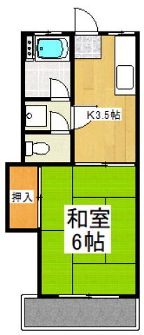 コーポ芳光(1K/1階)の間取り写真