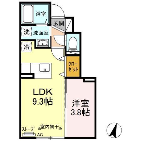グランモアクランテ(1LDK/1階)の間取り写真