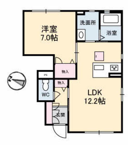 コモド アロッジオ A棟(1LDK/1階)の間取り写真