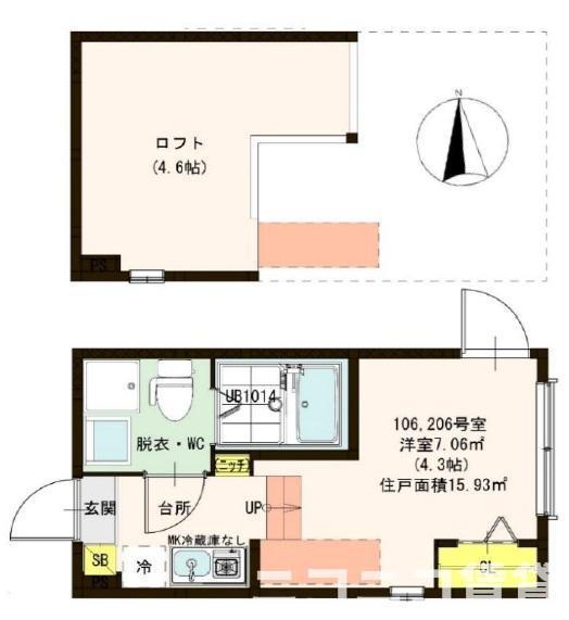 ハーモニーテラス東金町(ワンルーム/1階)の間取り写真