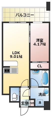 プレジオ緑地公園(1LDK/11階)の間取り写真