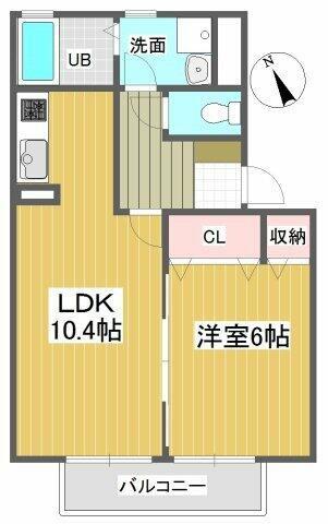 ジュールフェリエ(1LDK/2階)の間取り写真