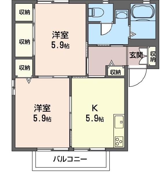 GREEN LEAF B(2K/2階)の間取り写真
