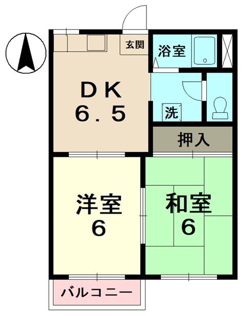 ファミール志野(2DK/1階)の間取り写真