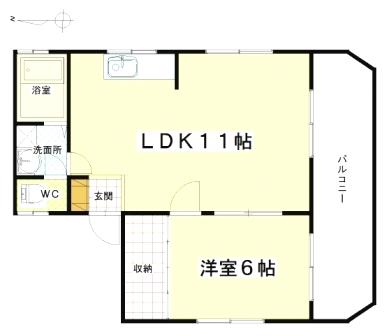 TKビル(1LDK/4階)の間取り写真