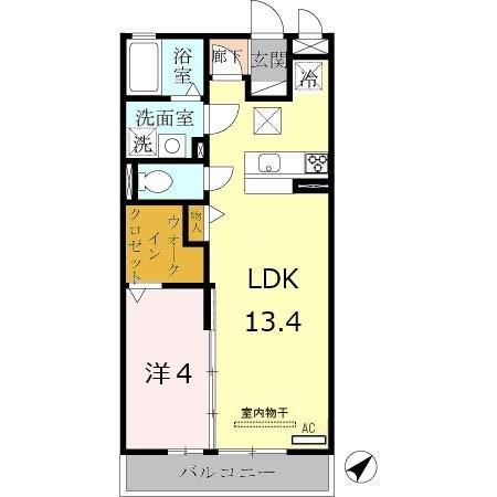 エスポワール西明石(1LDK/1階)の間取り写真