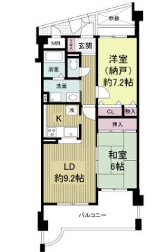 KDXレジデンス夙川ヒルズ 4番館(2LDK/6階)の間取り写真